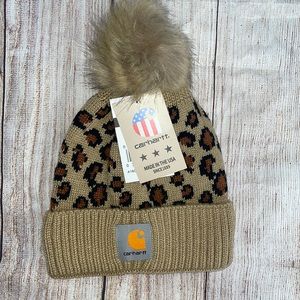 Leopard Beanie | Toboggan | Pom Pom | Tan